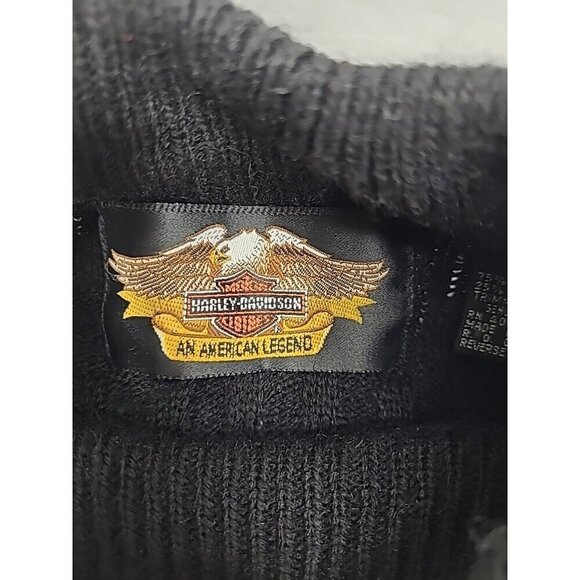 Harley-Davidson Black Sweater Men's Size XL Leather Front Pullover Turtle Neck - Picture 5 of 8